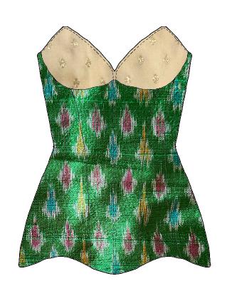 Green Ikkat corset